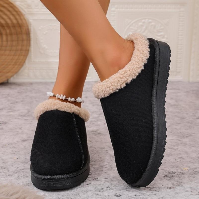 Large size flat-soled cotton shoes for women's autumn and winter new velvet thickened warm snow boots for women