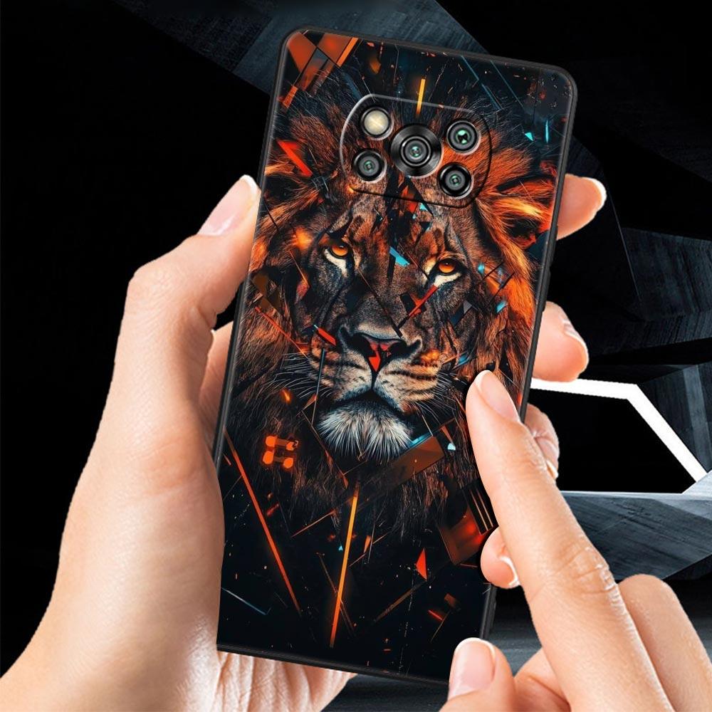 Kreismuster Zweifarbig Löwe Handyhülle Cover für Xiaomi Poco F7 Ultra F6 F5 F4 F3 X6 X5 X4 X3 NFC C51 C55 M4 GT Weiche TPU Hülle
