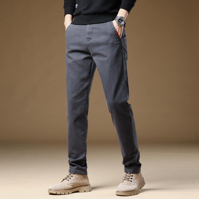 2024 Winter Plush Thickened/Regular Men'S New Casual Slimming Straight Tube Warm Pants Fashion Business Suit Pants