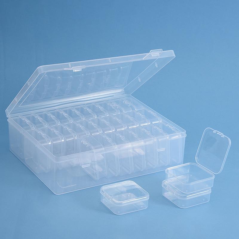 12/15/30PCS 5.5cm Size Square Box Storage Set Household Waterproof Dustproof Transparent Plastic Small Part Organizer Case ZYF