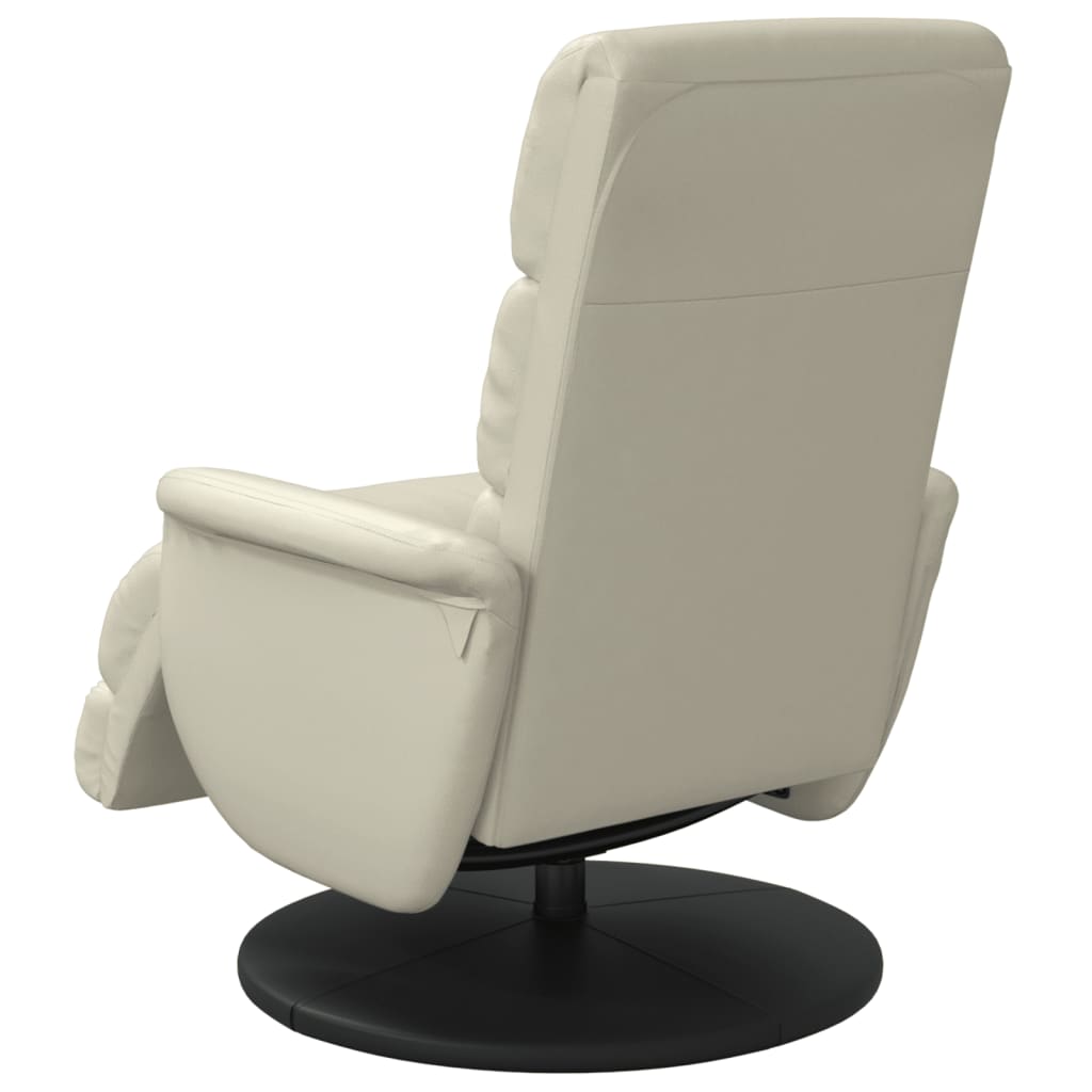 Recliner Chair with Footrest Cream Faux Leather