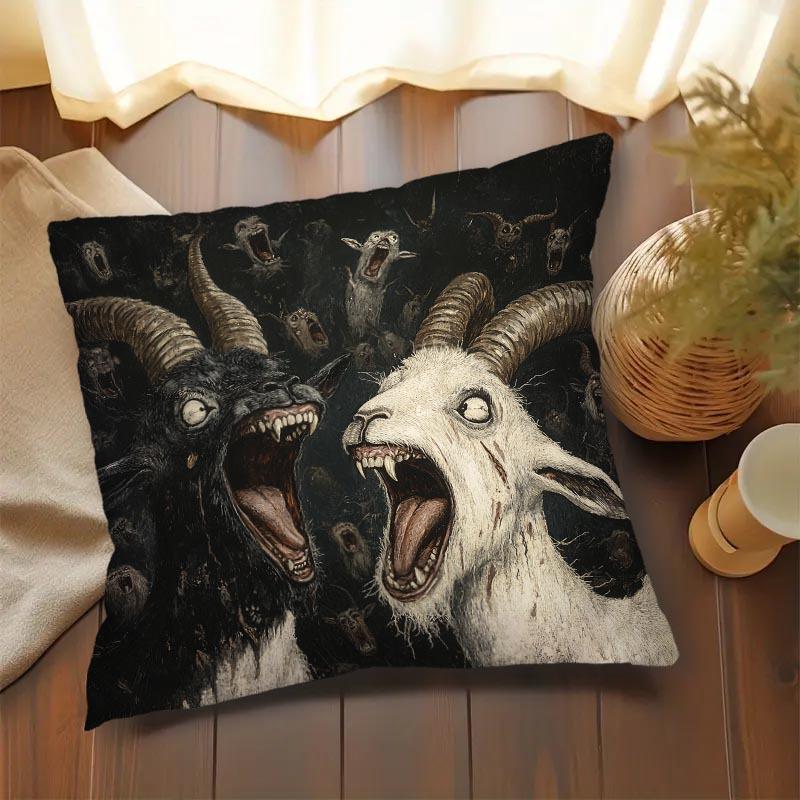 Vikama Short Plush Sofa Pillowcase Screaming Sheep Design Living Room Decor Cushion Cover Soft Polyester 40 X 40 Cm