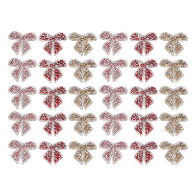 30pcs Bow Knot Rhinestones Patches Red Pink Yellow Exquisite Easy Operation Iron On Patches Sew On