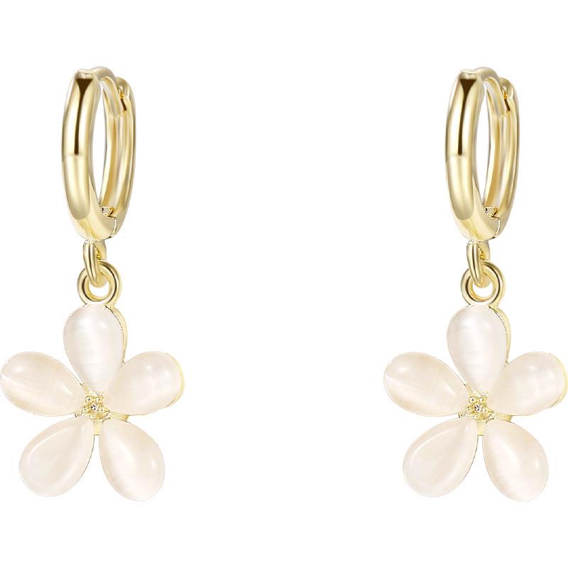 2022 Women's Flower Earrings: New Cat's Eye Stone Clips in Summer Style