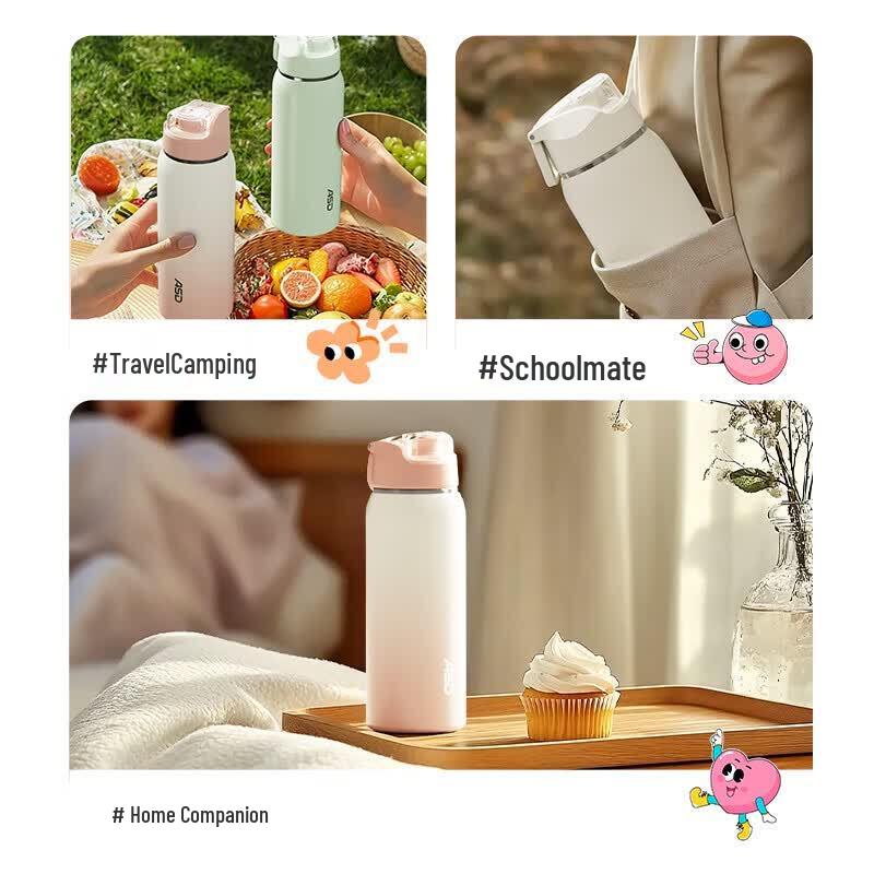 ASD 316L Stainless Steel Insulated Straw Water Bottle