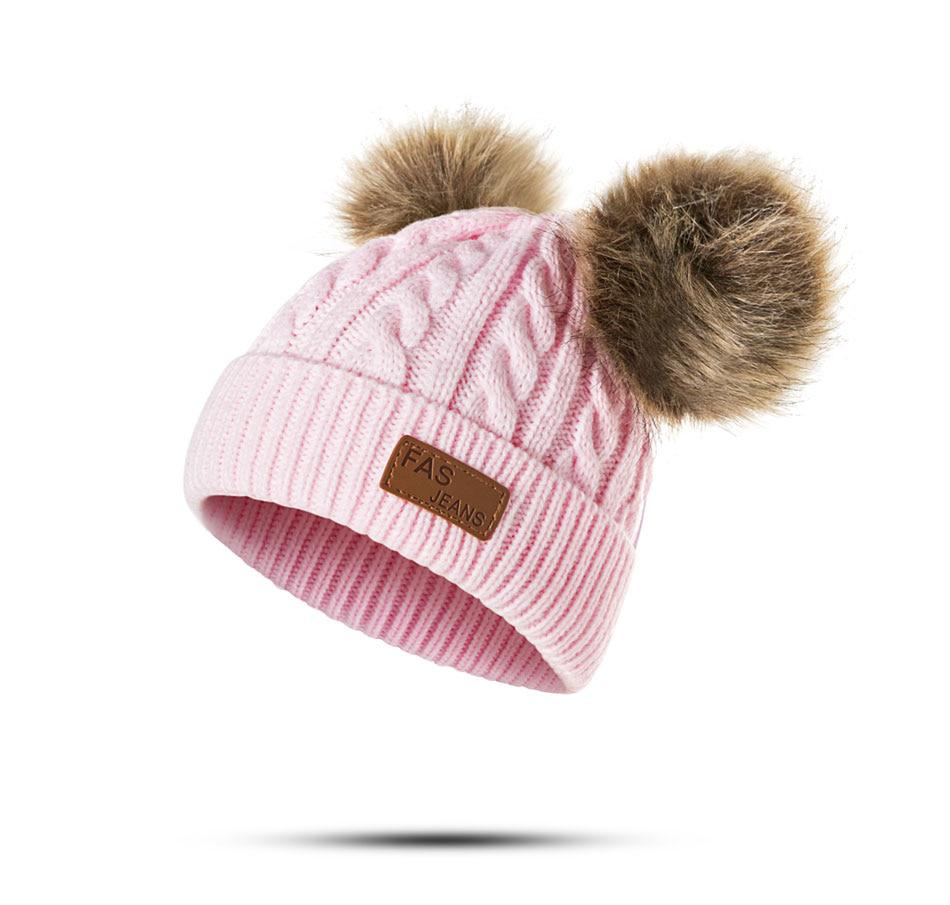 Nuovo cappello da bambino per bambini cappello invernale con pompon cappello carino lavorato a maglia per ragazze ragazzi cappello casual per ragazze berretto da bambino
