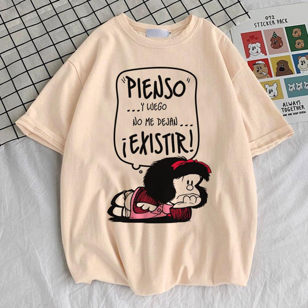 Mafalda tshirt female korean clothes Digital Pastel Vintage women Grunge t-shirt Y2k harajuku aesthetic kawaii Breathable Punk