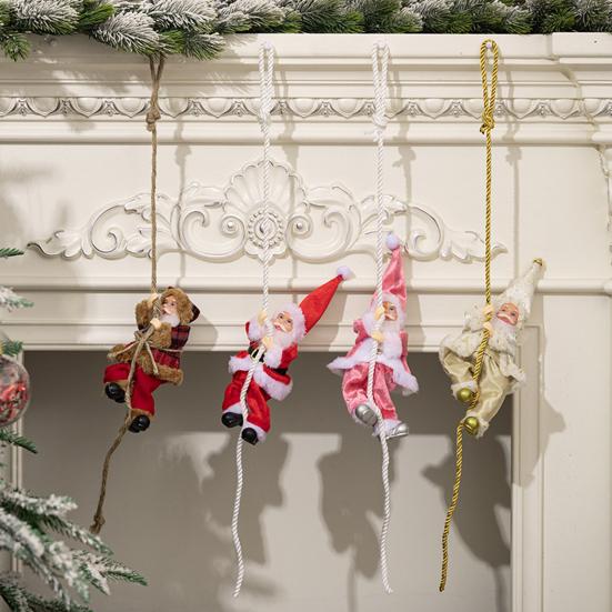 

Climbing Santa Claus Xmas Tree Hanging on Rope Ornament for Santa Claus Climbing Christmas Tree B