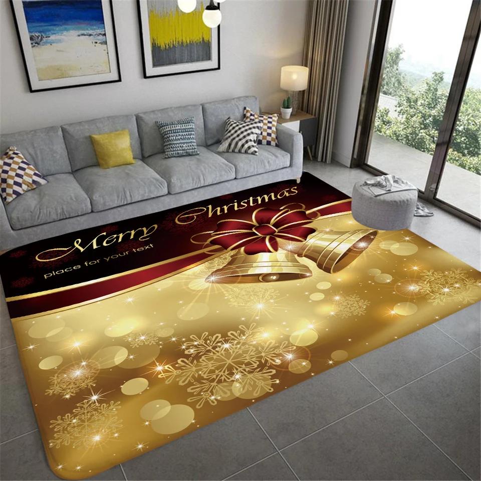 VIAKMA Christmas Atmosphere Decorative Non-slip Soft Crystal Velvet Carpet Home Bedroom Living Room Entrance Door Mat Home Decor