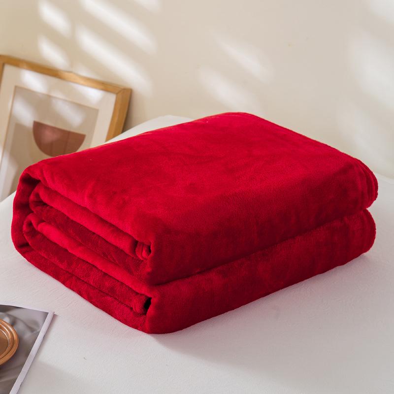 Solid Color Flannel Blanket - Summer Sofa Nap Cover, Coral Fleece Bed Sheet, Gift Blanket