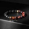 Onyx Red Tiger Eye Bracelet for Sterling Silver with Center Natural Gemstone [AWNL] Men, Charm, (10mm Stone), 16-17cm