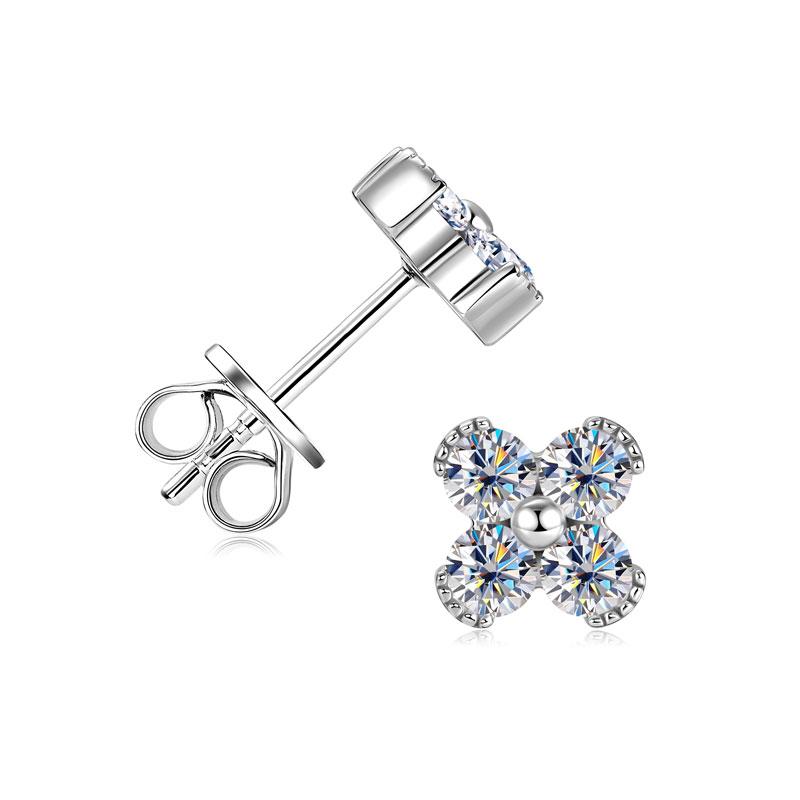 

Lnngy 925 Silver Earrings Original Certified 3mm Moissanite Four Leaf Clover Drop Earring For Women Girls Wedding Jewelry Gift D Color