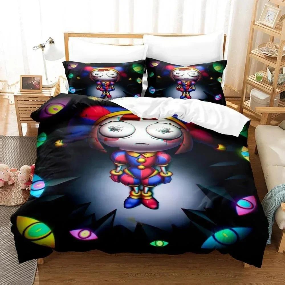 3D Printing The Amazing Digital Circus Bedding Set Cartoon Anime Three-piece Set Adult Kid Bedroom Duvetcover Sets Home Textiles