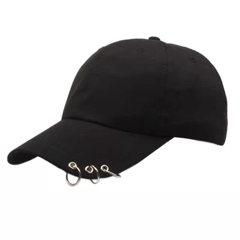 

Women Men Korean Harajuku Cotton Baseball Cap with 3 Metal R 1 piece One size