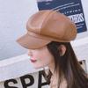 Women's Autumn/Winter Korean-Style PU Beret: Trendy Solid Color Octagonal Hat