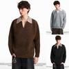 Men's High-End Old Money Style V-Neck Polo Knit Sweater for Autumn/Winter