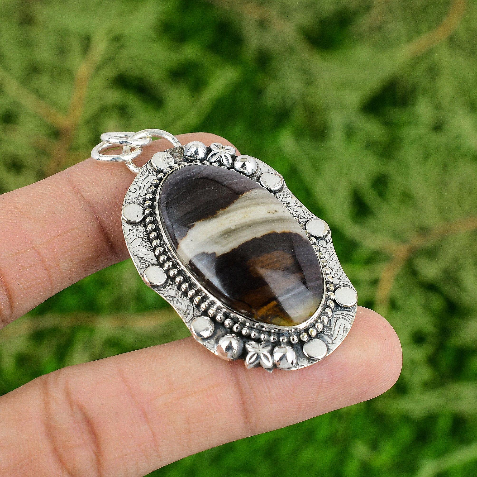 

Daughters Day Deal 925 Silver Oval Coconut Jasper Stone Anniversary New Pendant