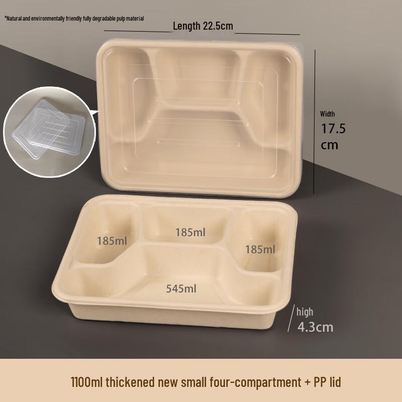 

Yuzhuxun 1100ml Disposable 4-Compartment Takeout Container