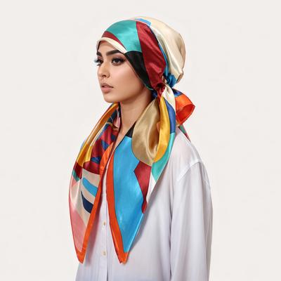 Neues Kopftuch für Damen Satin Seide Kopftuch Wickel Quadratisch Fahrrad Bandana Foulard Weiches Tuch Kopftuch Muslimisches Stirnband