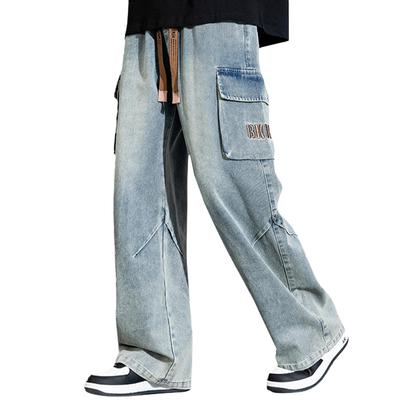 Kayiyasu Cargo Plus Jeans Largos Retos Largos Inverno Masculino, Tamanho, Caimento, Perna, Caimento, Calças, Casual, Estiloso, Primavera, Verão, Outono, (Azul, 3XL)