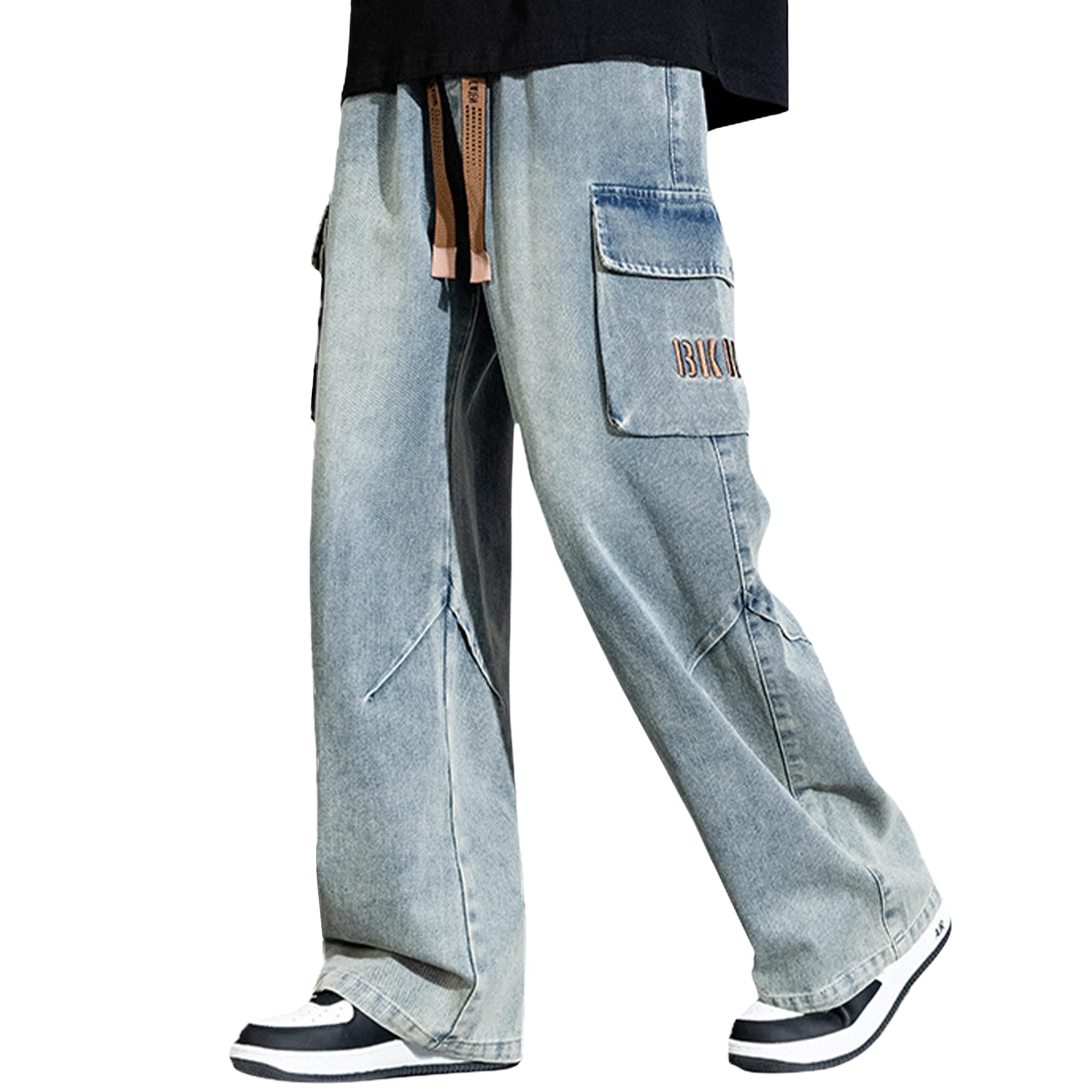 

Kayiyasu Cargo Plus Свободные Широкие Прямые Мешковатые Зимние Мужские Джинсы, Размер, Посадка, Штанина, Посадка, Брюки, Повседневные, Стильные, Весна, Лето, Осень, (Синий, 3XL) синий