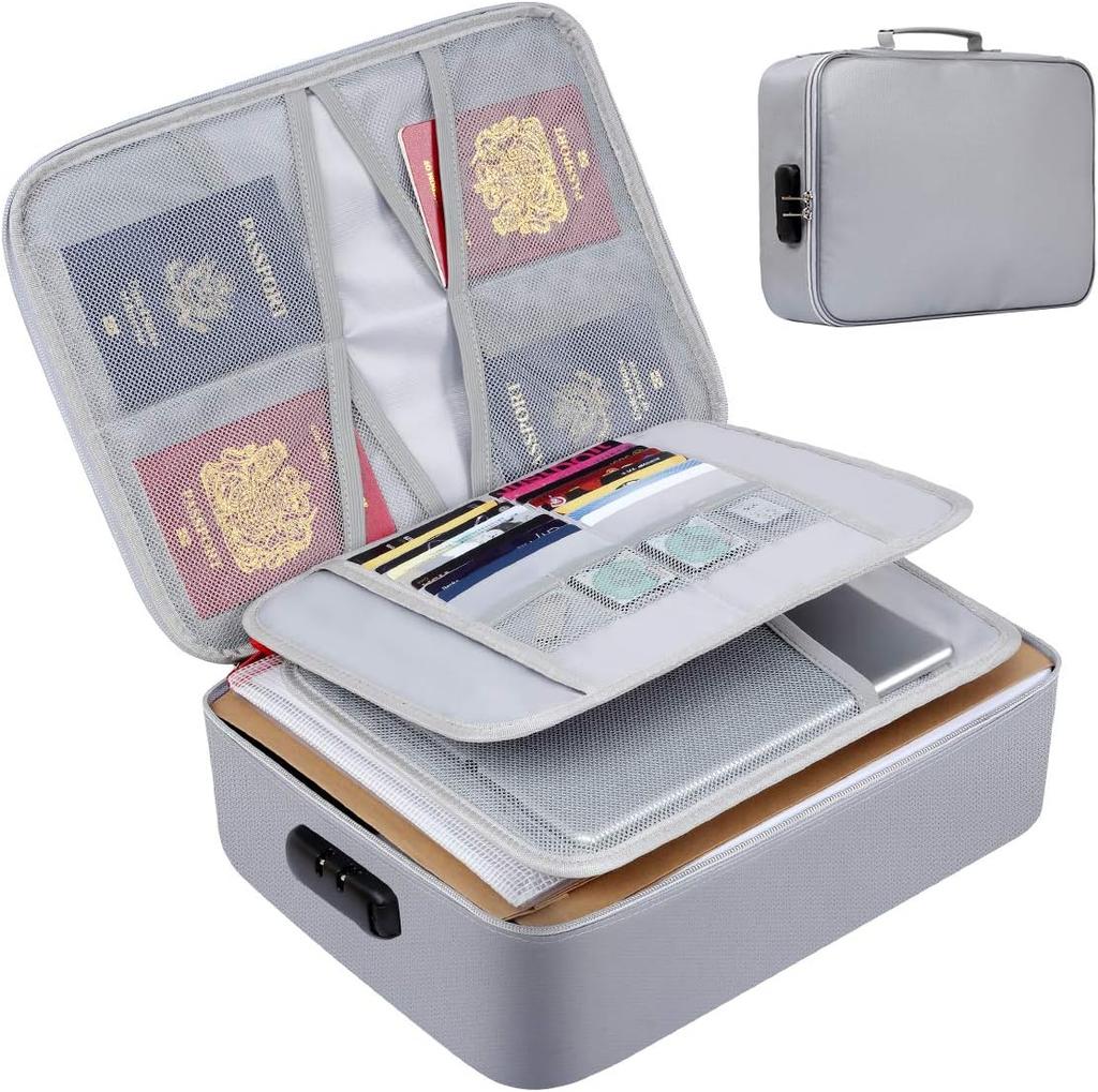 Travel Document Organizer with Combination Lock - Double Layer Fashion Canvas Wallet for Passport, Credit Cards & Cash