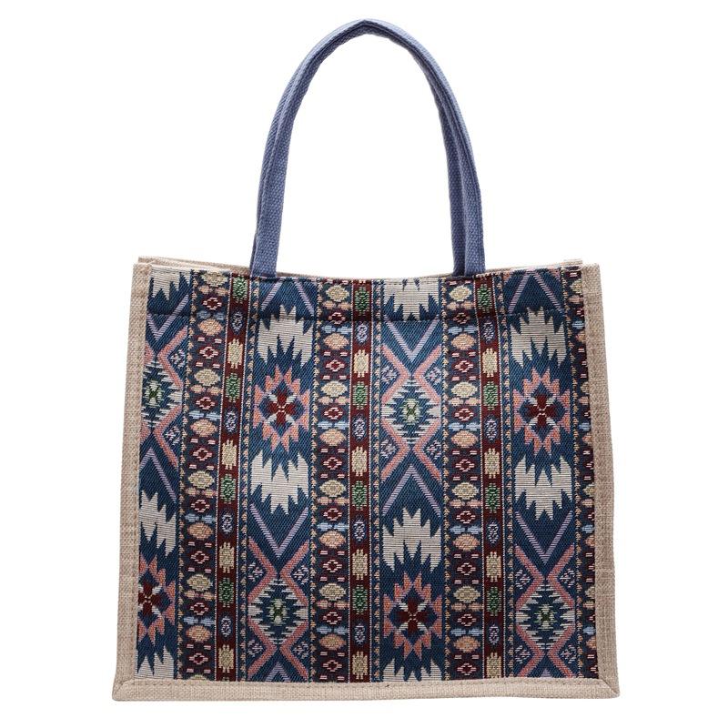 Large Capacity Linen Tote Bag New Hand woven Mommy Bag Women's Fashionable Commuter One shoulder Handbag