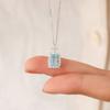 Temperament Sweet Lady's Necklace with Light Blue Square Cubic Zirconia Newly Designed Fashion Wedding Jewelry for Women