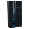 Glass Display Cabinet with App LED Lighting, Double-Door with Movable Shelves, 80*40*160cm, Tall Cabinet for Living Room, Bathroom Cabinet