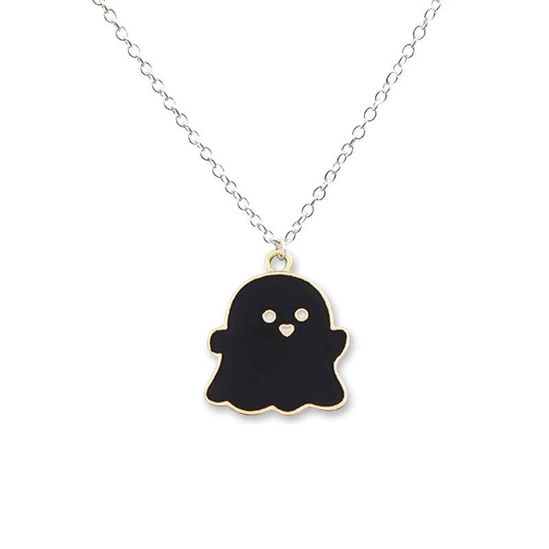 

Cute Cartoon Ghost Friendship Couple Pendant Necklaces For Korean Fashion Female Men Best Friend Lovely Women Necklaces Jewelry 45cm