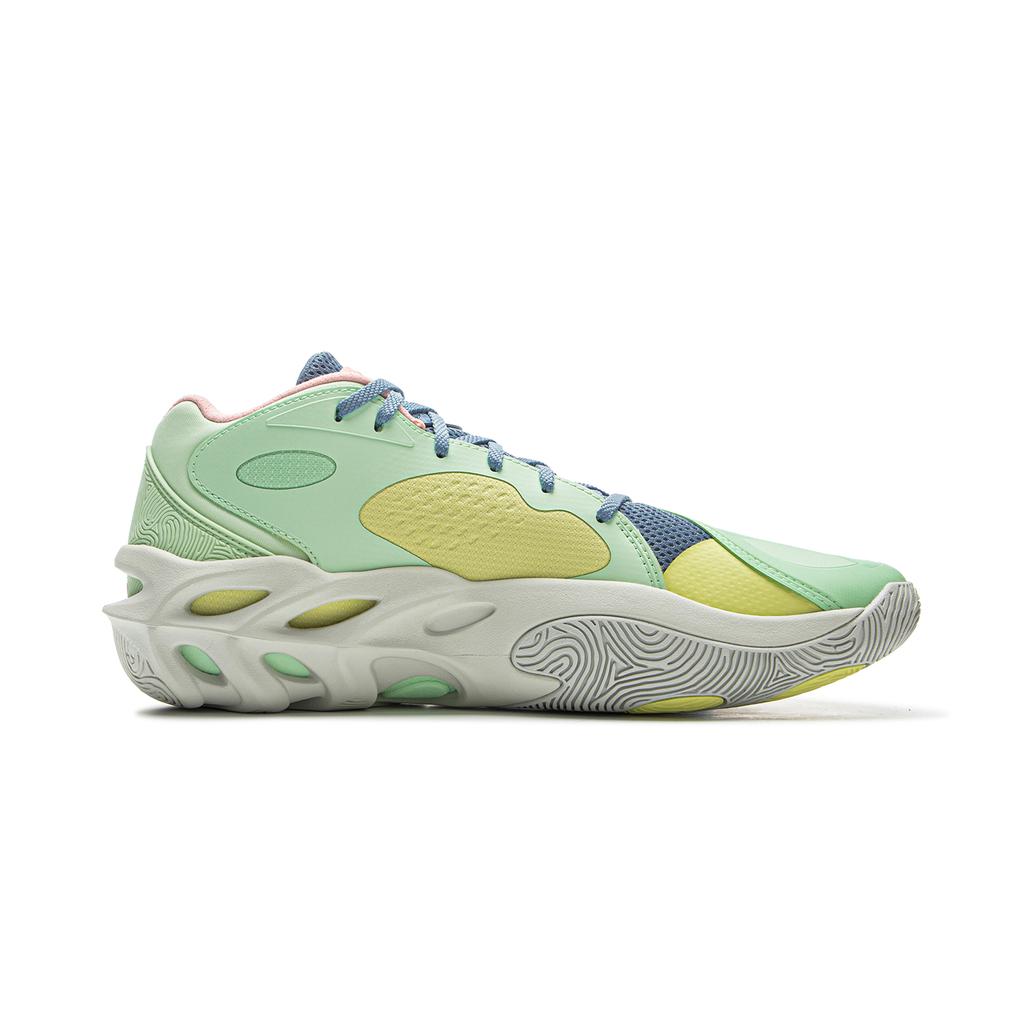 Li Ning XinSheng Cushioning Slip Resistant Abrasion Resistant Lightweight Rebound Mid top Basketball Shoes Men's Green ABAV027-6