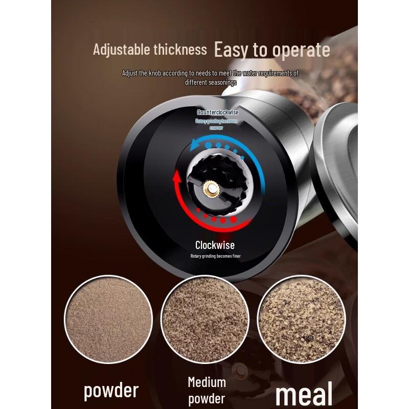 LINGCHEN 200ml Manual 304 Stainless Steel Spice Grinder