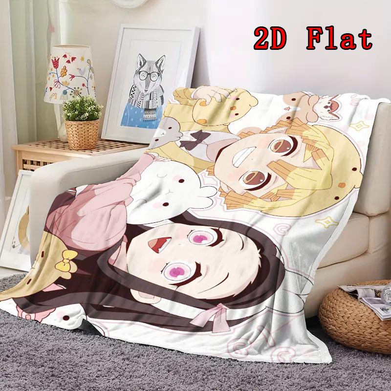 Cute Demon Slayer 2D Flat Pattern Flannel Blanket High quality All Seasons Warmth and Comfort Perfect for Christmas Gifts.MMT0918369