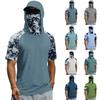 Herren Sommer Camouflage Farbverlauf Trocknendes Kurzarm-T-Shirt, Sonnenschutzkleidung, Angeln, Fitness, Sport, Kapuzen-Kurzarmshirt