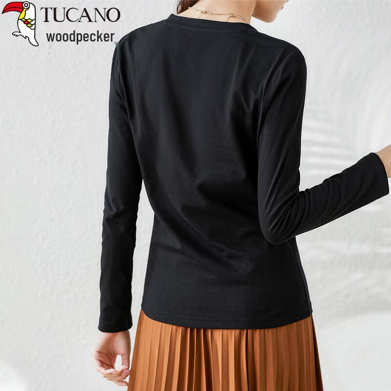 Woodpecker Women's Versatile Cotton Long-Sleeve V-Neck Top