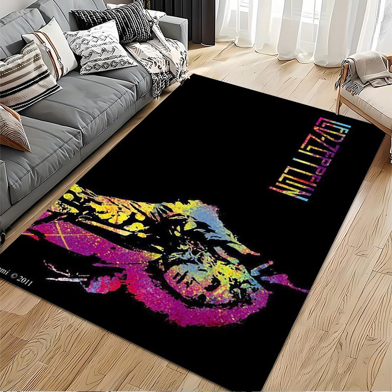 Psychedelic Led Zeppelin Artwork Rug Non-slip rug suitable for living room and bedroom sofas.