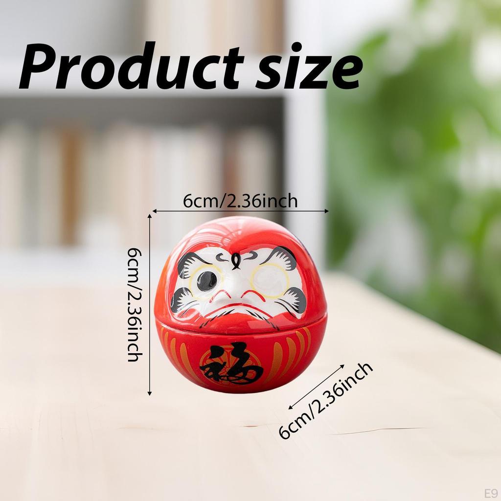 Kleine Keramik Daruma Puppe Japanische Kunst Skulptur Sammlerstück Tischmittelstück Dharma Dekoration