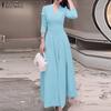 Women Casual V-Neck Elegant Long Sleeve Dress