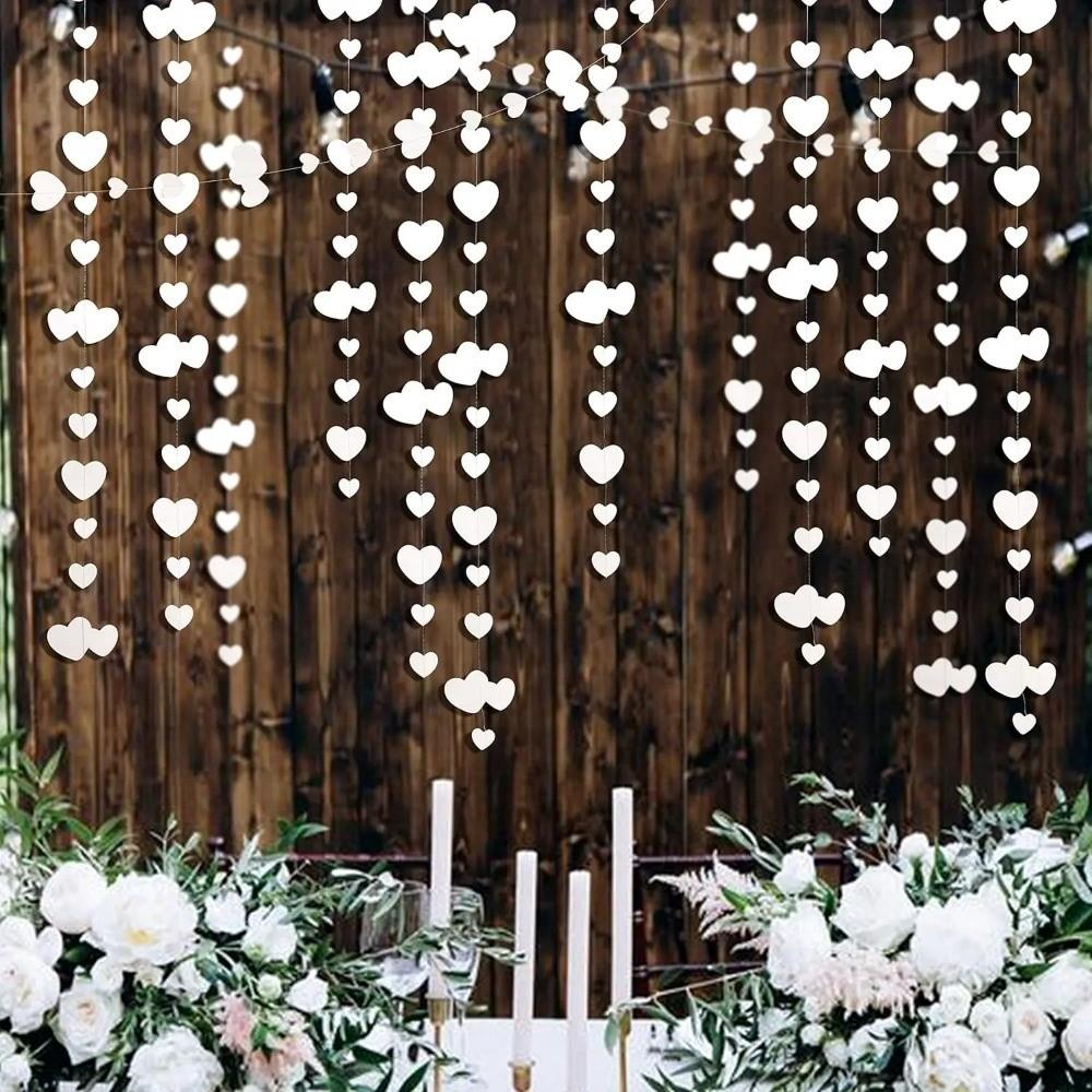4m Hanging Love Streamer Romantic Glitter Wedding Garland Paper Easy To Install Love Heart Hanging Curtain Engagement