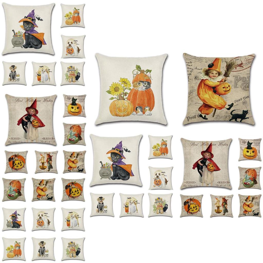 Brightly Colored Halloween Themed Pumpkin Animal Cushion Cover For Stylish Sofa Decor