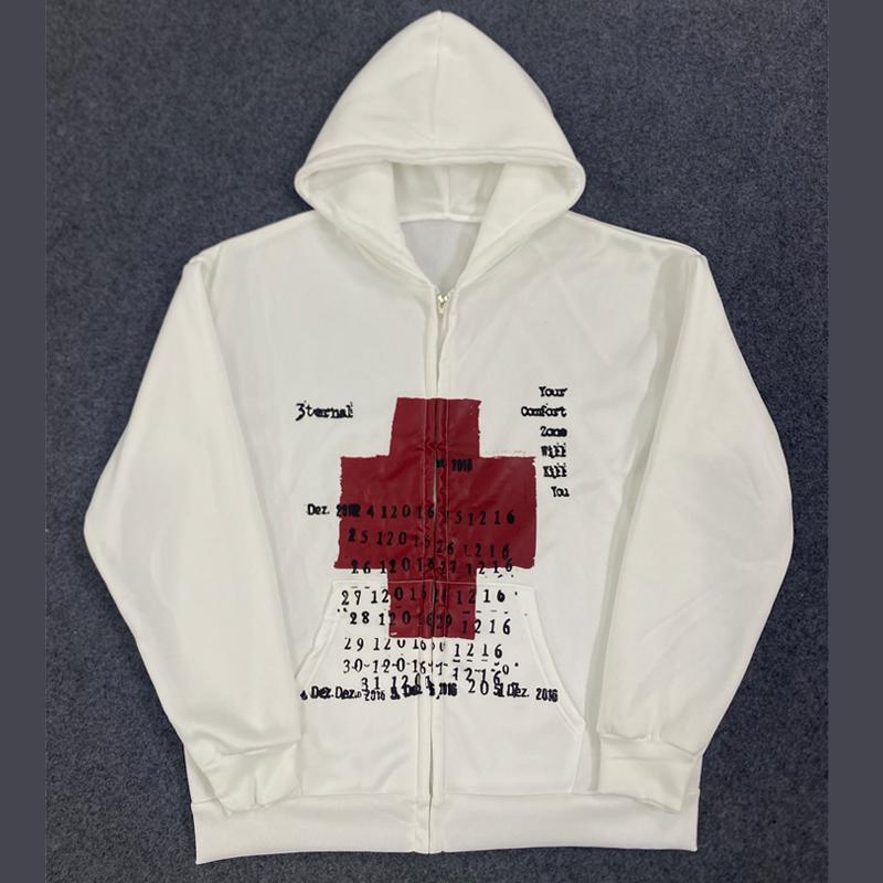 Европейская и американская персонализированная толстовка с принтом в уличном ретро-тренде свободного кроя с длинными рукавами XL белый 2150₽