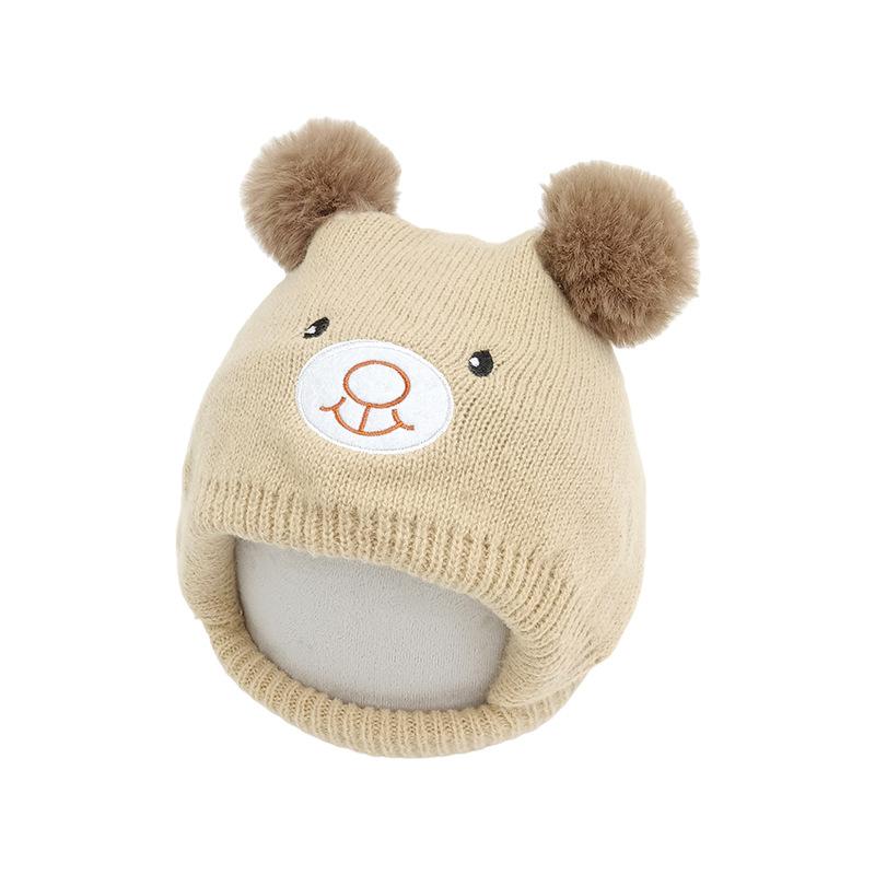 New Bear Children's Knitted Pullover Hat Winter Cold Protection Warm Children's Hat Baby Ear Protection Hat Scarf Integrated
