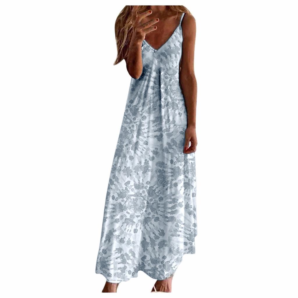 Women  Print  Backless Maxi Dress Sexy Sleeveless Beach Dress