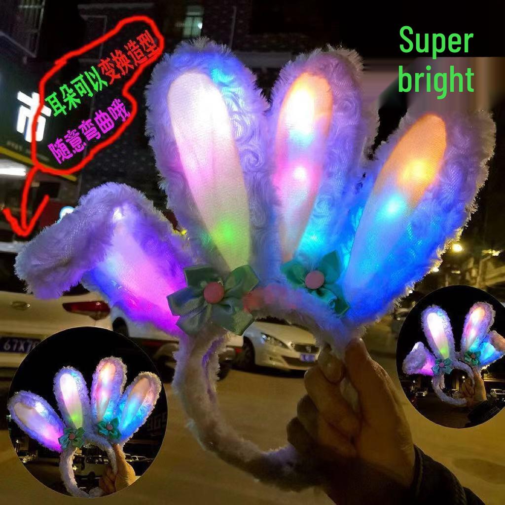 StellaLou Luminous Plush Rabbit Ear Headband & Hair Clip