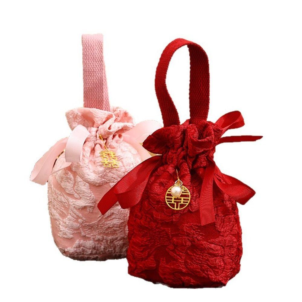 Cloth Wedding Candy Bag Embossed Flowers Engagement Gift Packing Bag  Engagement/Wedding