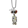 Wood Block Robot Pendant Necklace Adjustable Length Punk Neckchain Stylish Leather Cord Accessory Fade Resistant Chokers