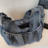 Washed Denim Shoulder Bags Women Large Capacity Canvas Hobos Bags 100% Cott Preppy Style Casual Totes Korea Cloth Packages