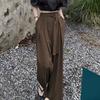 Women's Gray Wide Leg Pants with Belt and Pleated Detail