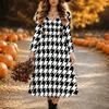 Halloween Women's Tie Dye Print Midi Dress A Line Dress Vacation Casual Daily Regular Fit  Long Sleeve V Neck Black  Spring Fall