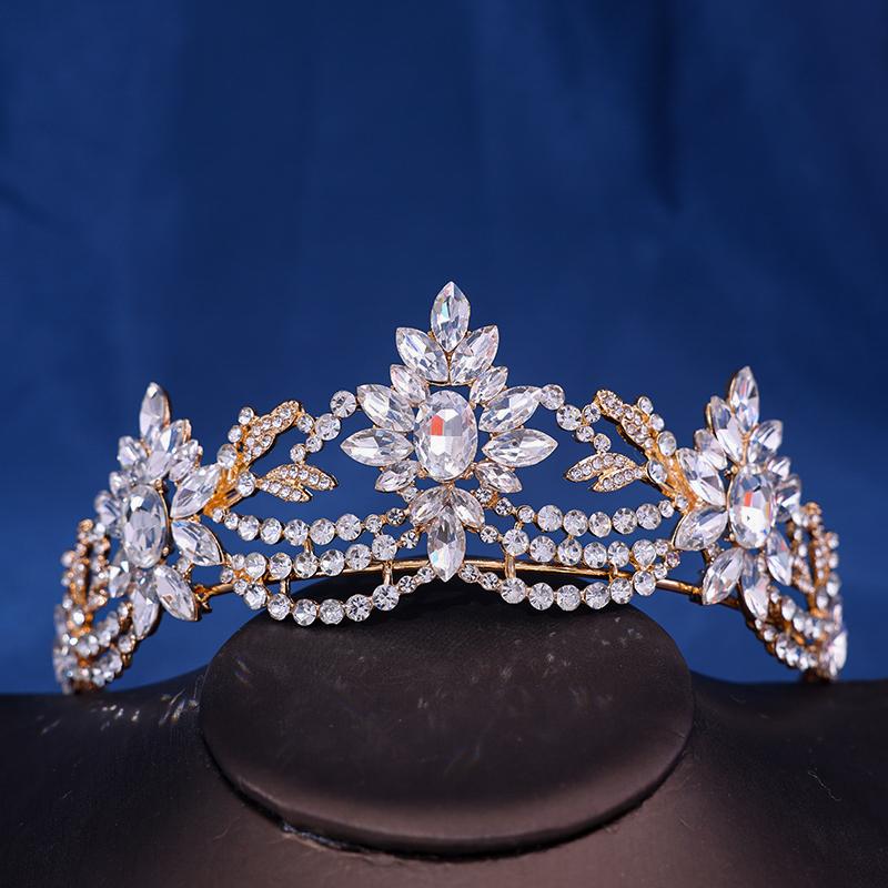 Barock Vintage Prinsessa Drottning Brudkrona Huvudsmycke Kristalltiara För Kvinnor Bröllopskrona Hårklänningstillbehör Smycken